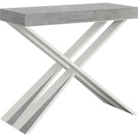 Console Extensible 90X40/196 Cm Diago Small Structure Blanc Ciment