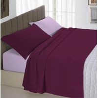 Set Lenzuola Letto Piazza e mezza Cotone Natural Color, lavorato in Italia - Completo Letto, Lenzuolo Sotto con Angoli, Telo Sopra 90x200cm e Federa con Patella Interna, Prugna/lilla