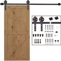 Kit puerta corredera madera 183cm riel acero carbono café oscuro guía suelo