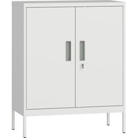 Armoire métallique verrouillable 2 portes étagères réglables bureau maison garage rangement blanc