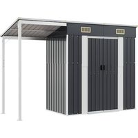 Vidaxl – Abri de jardin métal avec toit prolongé – Acier galvanisé – Dimensions 277x107x181 cm – Bonne ventilation et drainage efficace
