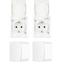 4tlg. Feuchtraum Steckdose Schalter Starter Set Weiß REV RITTER AquaForm Aufputz