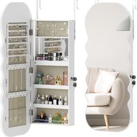 Espejo Joyero con Luz LED Montado en la Pared o en la Puerta con Cerradura Espejo Entero Blanco