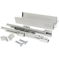 Emuca – Coulisse pour tiroir complète 83mm – Acier pour charge maximale 35kg – Mécanisme de fermeture douce – Accès intégral au rangement