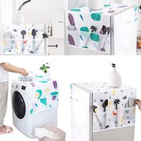 Refrigerator Cover,2 Pieces Washing Machine Cover for Washing Machine Refrigerator with Storage Bags on Both Sides Waterproof Refrigerator Top Cover, (54x130cm)