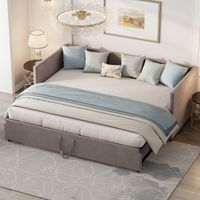Cama nido extensible 90/180 x 200 cm - Sofá cama tapizado moderno - Cama de día de terciopelo gris