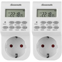 DEWENWILS Digitale Zeitschaltuhr mit 20 Schaltprogrammen, 16A 3680W, 2er-Pack, LCD-Anzeige