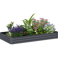 Outsunny – Jardinière extérieure en acier galvanisé 240 x 120 x 30 cm – Capacité 835L – Fond ouvert pour drainage – Gris foncé