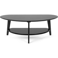 needs&wants® Couchtisch 100% Bambus oval halb-rund, Wohnzimmertisch Holz schwarz, Sofatisch dreibein mit Ablage Stauraum
