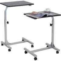 MEUBLES COSY Lot de 2 tables d'appoint réglables en hauteur pour ordinateur portable - Avec 4 roulettes verrouillables - Pour salon, bureau, chambre à coucher, salle d'étude, métal, noir, 48 x 37 x 79
