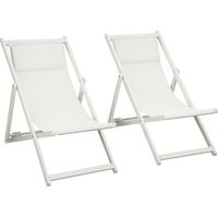 Set 2 Sedie Poltrona Sdraio da Esterni Pieghevoli e Reclinabili in Alluminio, 100x60x85 cm, Beige