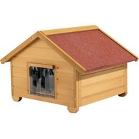 Wiltec Niche de chat Taille S – 680 x 530 x 470 mm – avec Porte, Toit bitumé, Isolation 3 couches – Maison pour chats chatons Outdoor Maisonnette extérieure