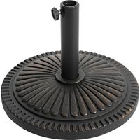 Avestar 15 kg Pied de Parasol Rond pour l'Extérieur, Socle Lesté avec Bouton Rotatif pour Mâts de Parasol Ø38-48 mm, Noir avec Bord Doré