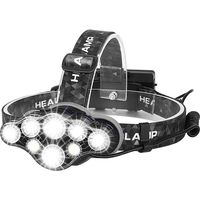 Frontscheinwerfer, 8-LED-Scheinwerfer, super leistungsstarker, per USB aufladbarer LED-Scheinwerfer, 90° verstellbar, wasserdicht und leicht für Angeln, Camping, Lesen, Wandern (Batterie nicht im Lief