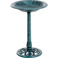 Bain d'oiseau jardin extérieur design fleur résistant léger vert antique