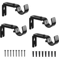 (noir-Supports de tringle)4Pcs Support Mural Réglable pour Tringle à Rideau Fixations en Acier Inoxydable pour Barre à Rideaux avec 8 Vis de Fixation
