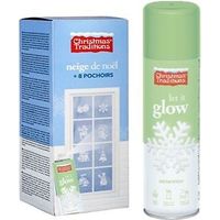 Pack Spray neige phosphorescente 150ml + 8 pochoirs