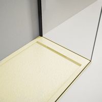 Mineralguss-Duschwanne extra flach LUX Schieferoptik beige 70x180cm Auslaufschutz in Farbe