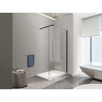 NALA Paroi de douche à l'italienne de 8 MM avec cadre et bras Noir h.200 transparent CM.78-80