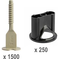 Kit croisillons autonivelants 1 mm Pro-Leveling 250 têtes et 1500 bases droites
