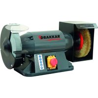 Drakkar Equipement – Touret à meuler brosse 200 mm – Puissance 900W – Vitesse 2950 tr/min – Interrupteur magnétique – Flasque de protection
