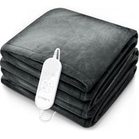 sinnlein® Heizdecke elektrisch 180x130cm Grau Wärmeunterbett XXL Heizmatte Abschaltautomatik