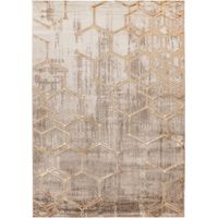 Tapis intérieur beige motif hexagonal dense et robuste - 170 x 120 cm