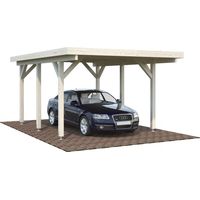 Carport singolo in legno lamellare 11,7 m² con tetto in perline 19 mm per auto da giardino 360x510 cm - Esterni da Vivere