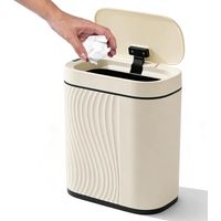 Cubo de basura automático de 8 litros, a prueba de olores con tapa, silencioso y a prueba de fugas, ideal para baño, cocina o aseo, color blanco.