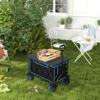 WOLTU Bollerwagen Faltbar Transportwagen Klappwagen mit aufrollbarer Tischplatte, Gartenwagen Handwagen Strandwagen mit Bremsen für alle Gelände, 120kg belastbar, Schwarz+Blau