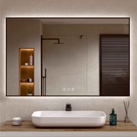 BELLOBATH – Badezimmerspiegel mit LED-Perimeter-Licht, verstellbares Licht in 3 Farben und Intensität, Beschlagsicherung, schwarzer Aluminiumrahmen – 80 cm hoch x 100 cm breit