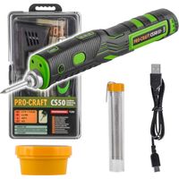 Procraft CS50 Fer à souder sans fil 3,7 V 1,8 Ah 11 W 450°C + câble de recharge + accessoires