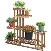 Échafaudage Porta Piante Asimmetrico 6 Niveaux Bois Jardin Maison 98x28x96.5cm