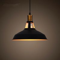 Axhup – Lustre rétro industriel E27 en fer noir et blanc – Dimensions abat-jour 27x12,5 cm – Longueur câble 100 cm réglable – Pour salon, café, restaurant