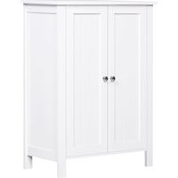 Meuble de salle de bain à 2 portes et 2 étagères réglables, meuble de rangement d'appoint pour l'intérieur, 60 x 30 x 80 cm, blanc