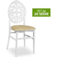 Set da 20 Sedie Venus in Plastica Bianche con cuscino vellutino