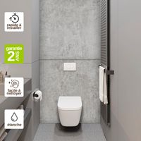 Kit de 2 panneaux habillage WC suspendu 120x120 cm – Épaisseur 4mm – Effet béton hydrophobe – Installation rapide avec adhésif