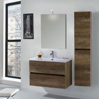 Mobile da Bagno Sospeso 100cm Colonna P18cm Mazzoni Maiorca Light Noce Scuro Frassinato