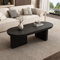 Table basse 119.7x49.8x35.5 cm ovale MDF minimaliste antidérapant MDF Noir