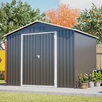 Gartenhaus Metall - Geräteschuppen Metall - Metallgerätehaus Schwarz 240x192 cm - mit Schiebetür und Belüftung