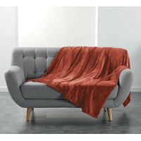 Plaid uni en flanelle - Terracotta - 180 x 200 cm - Livraison gratuite