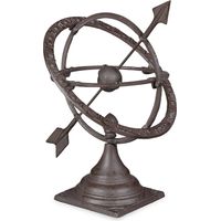 Relaxdays – Cadran solaire antique en fonte 42cm – Décoration de jardin avec fixage au sol – Aspect rouillé et chiffres romains