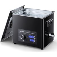 VEVOR Limpiador Ultrasónico 10 L, Máquina de Ultrasonido para Limpieza con Control de Perilla, de Acero Inoxidable, con Cesta y Bola de Limpieza para Relojes, Maquinillas de Afeitar, Joyas, Negro