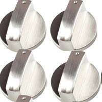 Lot de 4 boutons de rechange métal argenté 8 mm cuisinière gaz, boutons rotatifs
