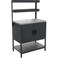 Cuisine d'extérieur en acier noir avec 2 étagères suspendues et 2 portes L80cm