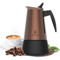 Cecotec Cafetière Italienne Piccolina 200 Bronze. 100ml, 2 Tasses de Café, Acier Inoxydable, Compatible Toutes Surfaces