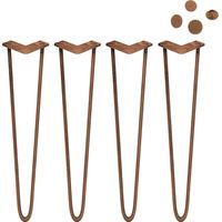 SKISKI LEGS - 4 Patas de Horquilla para Mesa SkiSki Legs 71 cm de Altura 2 Dientes 12mm Espesor de Acero Industrial Robusto con Paquete de Tornillos GRATIS y Protector de Pies GRATIS Cobre Antiguo