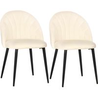 Set di 2 Sedie Sala da Pranzo, Sedie Cucina Moderne con Schienale a Conchiglia e Gambe in Metallo, Sedia in Velluto con Imbottita per Cucina, Camera da Letto, Ufficio e Soggiorno, Beige