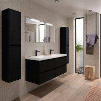 Badezimmermöbel NOJA 1400 4 Schubladen BLACK SATIN + Waschtisch + Spiegel