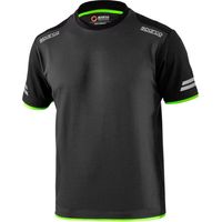 T-shirt technique Sparco Tucson taille XXXL gris fonce'/vert fluo effet pique' manches courtes bandes re'fle'chissantes e'paules renforce'es et logo jersey de coton et polyester Grigio Scuro/Verde Flu